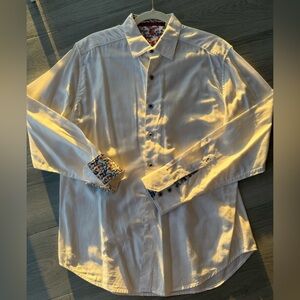 Robert Graham White Long-Sleeve Button-Up Shirt with Multicolor Contrast